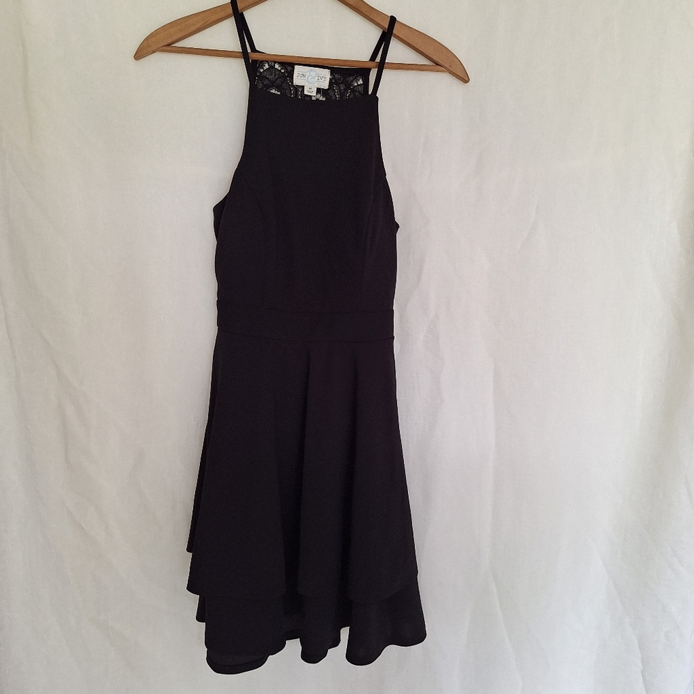 Francesca's Black Mini Dress With Lace Open Back